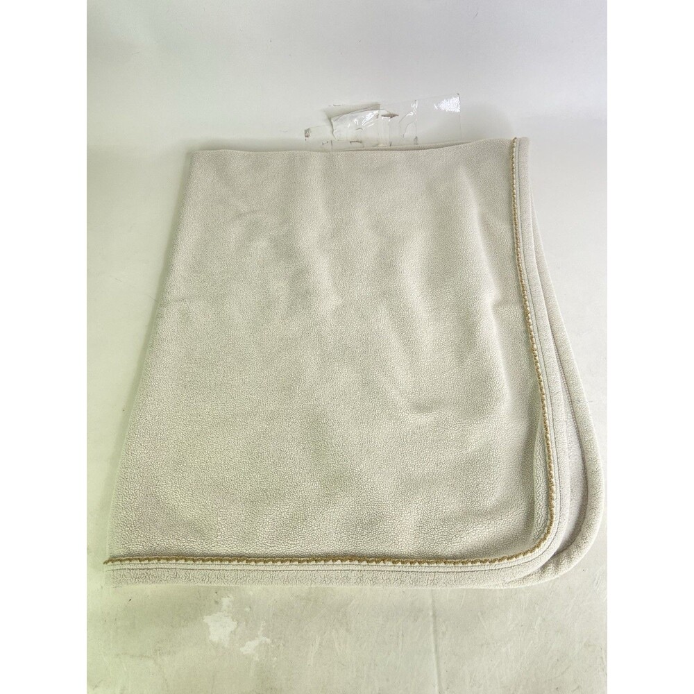 les enphants Fleece Beige Baby Blanket Security Lovey with Brown Trim